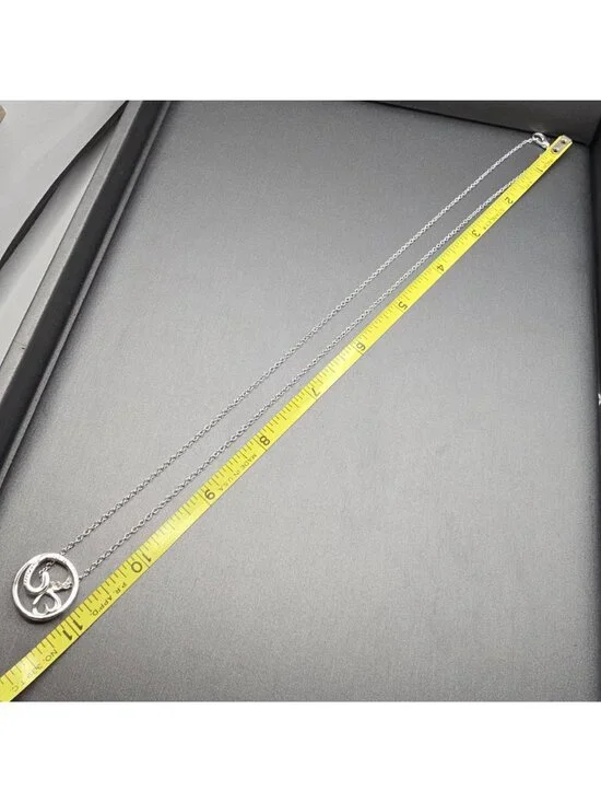 Sterling Silver Mother Daughter Heart Pendant Necklace Open Work Signed LA 925 - Picture 11 of 11